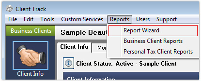 Create Business Clients Reports Link