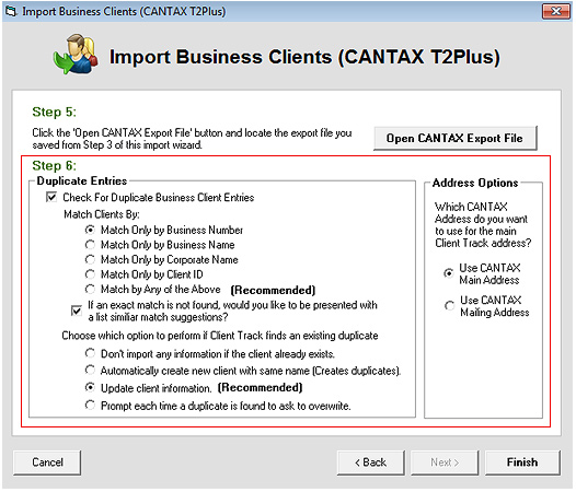 Export CANTAX T2 Screenshot (Step 7)